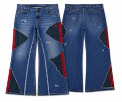 CR1771  Upcycled Panel Flare Jeans
