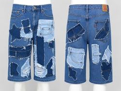 CR1781 Upcycled Patchwork Denim Shorts