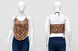 CR1783 Upcycled Floral Halter Top