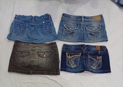CR8785 UPCYCLED Y2K MINI DENIM SKIRTS