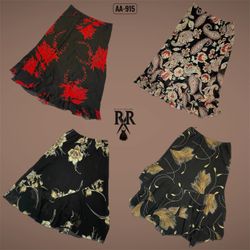 Y2K Black Rave Floral Summer Skirts (AA-..