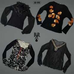 Y2K Black Gothic Mix Full Sleeve Tops (A..