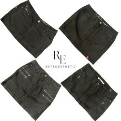 Y2K NYC IT GIRL DENIM MINI BLACK SKIRT RE-3319