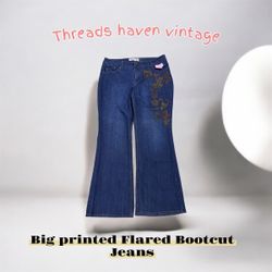 TH # 016 Vintage Big Print Flared Bootcu..