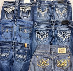 Y2k embellished denim capris (622)