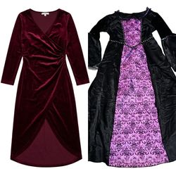 (FV-1573) Vintage 90s Style Velvet Grunge Dress