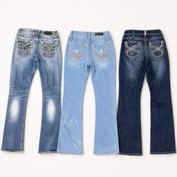 Y2K Embellished  Embroidered Bootcut Jeans