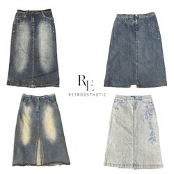 Y2K PARIS HILTON ERA GIRL DENIM MAXI SKIRTS RE-333..