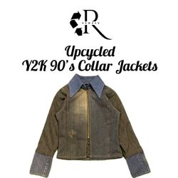 Y2K Upcycled 90’s Collar Denim Jacket (Woman’s)