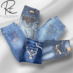 RT 1513 Y2K embroidered bootcut Jeans