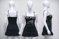 CR1787 Upcycled Graphic Corset Dress