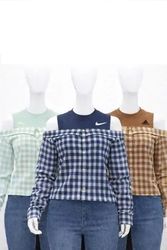 CR1788 Upcycled Off-shoulder Reworked shirt top
