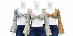 CR1794 Upcycled Tie-Back Crop Top