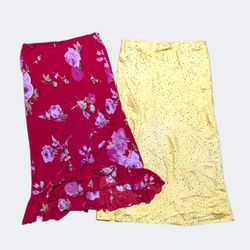 Y2K Floral Poly Mini Skirt Grunge Fairycore Aesthe..