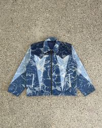 Upcycled Laser Print Denim Zip Jacket