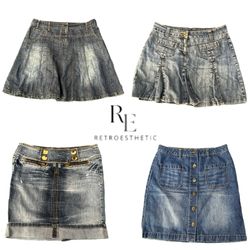 Y2K Paris Hilton Era Girl Denim Midi Skirts RE-334..