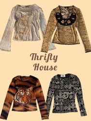 Y2K Indie Sleaze Long Sleeve Tops(TH/449)