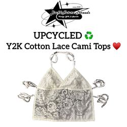 Upcycled Y2K Cotton Lace Cami Tops