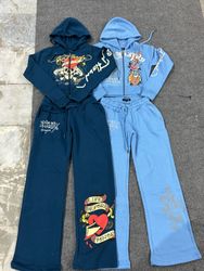 Ed hardy ladies tracksuits blueberry/sky blue