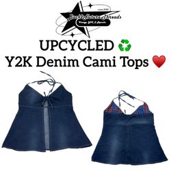 Upcycled Y2K Denim Cami Tops