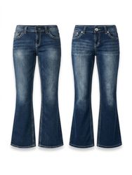 (FV-1584) Y2K Boyfriend Flared Backpocke..