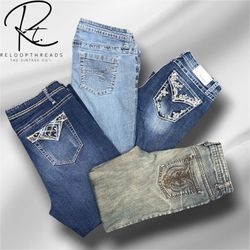RT 1516 Y2K embroidered bootcut Jeans