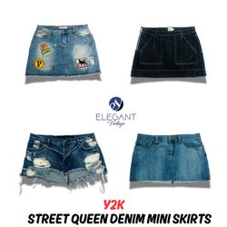 Y2K Street Queen Denim Mini Skirts - EV0969