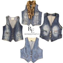 Y2k Unique Girl Denim Waistcoat RE-3348