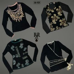 Y2K All Black Rave  Full Sleeve Tops (AA-931)