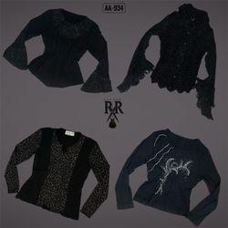 Y2K Black Gothic Full Sleeve Tops (AA-934)