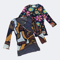 Y2K Long Sleeve Blouses Bundle | Mesh Sheer Printe..