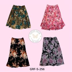 Modern Floral Print Poly Skirt | Lightweight Fashi..