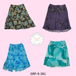 Modern Floral Print Poly Skirt | Lightweight Fashi..