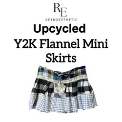 Upcycled Y2k Denim Flannel Mini Skirt