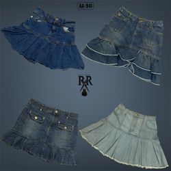 Y2K IT Girl Denim Mini Mix Skirts (AA-941)
