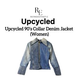 Upcycled Y2k 90’s Collar Denim Jacket (women’s)