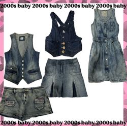 Y2K Baddie Denim mix: waistcoat, skirt, dress-135