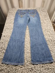 Flared Y2K Bootcut Jeans With Rhinestone and Stitc..