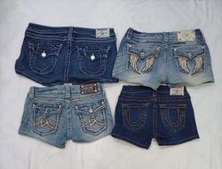 CR8920 UPCYCLED MIX BRANDED MINI DENIM SHORTS