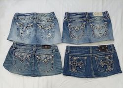 CR8923 UPCYCLED MISS ME MINI DENIM SKIRTS