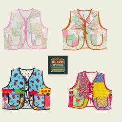 Upcycled Front Tie Quilt Gilets