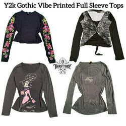 Y2K Gothic Vibe Printed Full Sleeve Tops TY-043