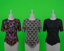 Y2K Beaded 100%Silk &Mix Blouse