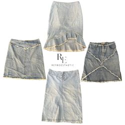 Y2K Paris Hilton Era Girl Denim Midi Skirts RE-336..