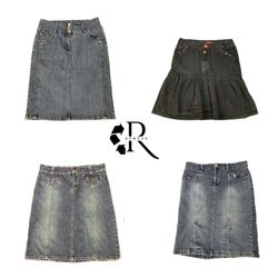Y2K Era Cyber Girl Denim Midi Skirts RW2096