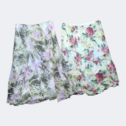 Y2K Fairycore Floral Poly Skirt Italian Print Cott..