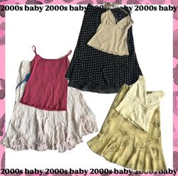 Y2k style inspired coord sets: skirt and cami tops..