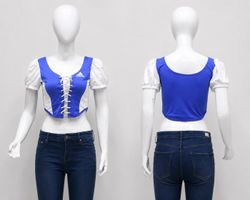 CR1819 UPCYCLED CORSET PUFF SLEEVE TOP