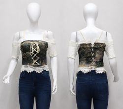 CR1820 UPCYCLED TAPESTRY LACE CORSET TOP