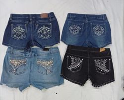 CR8954 UPCYCLED Y2K MINI DENIM SHORTS
